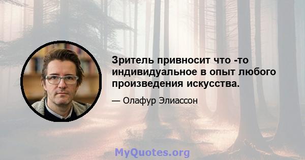 Зритель привносит что -то индивидуальное в опыт любого произведения искусства.