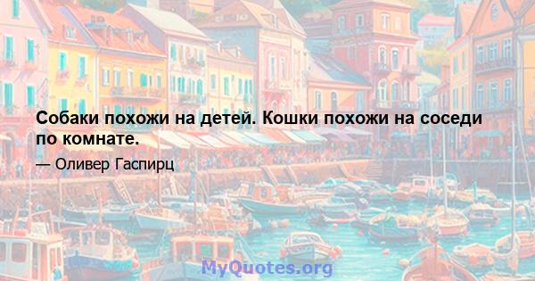 Собаки похожи на детей. Кошки похожи на соседи по комнате.