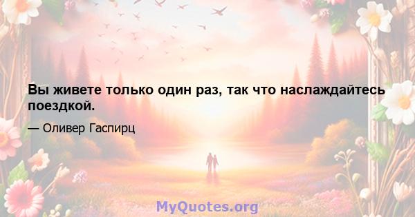 Вы живете только один раз, так что наслаждайтесь поездкой.