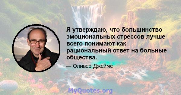 Я утверждаю, что большинство эмоциональных стрессов лучше всего понимают как рациональный ответ на больные общества.