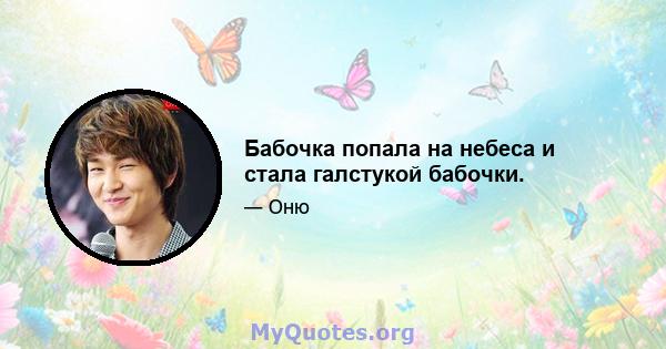 Бабочка попала на небеса и стала галстукой бабочки.