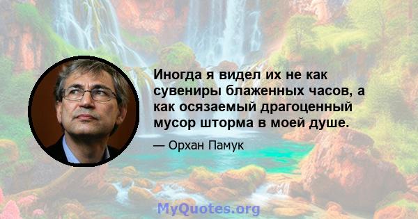 Иногда я видел их не как сувениры блаженных часов, а как осязаемый драгоценный мусор шторма в моей душе.