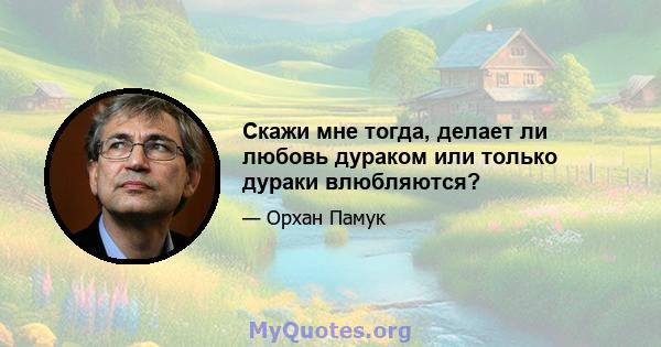 Скажи мне тогда, делает ли любовь дураком или только дураки влюбляются?