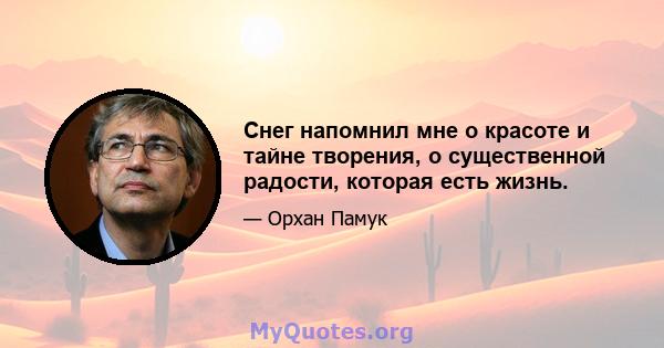 Снег напомнил мне о красоте и тайне творения, о существенной радости, которая есть жизнь.