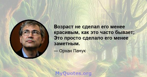 Возраст не сделал его менее красивым, как это часто бывает; Это просто сделало его менее заметным.