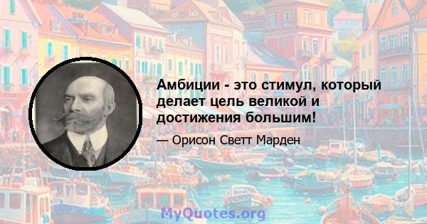 Амбиции - это стимул, который делает цель великой и достижения большим!