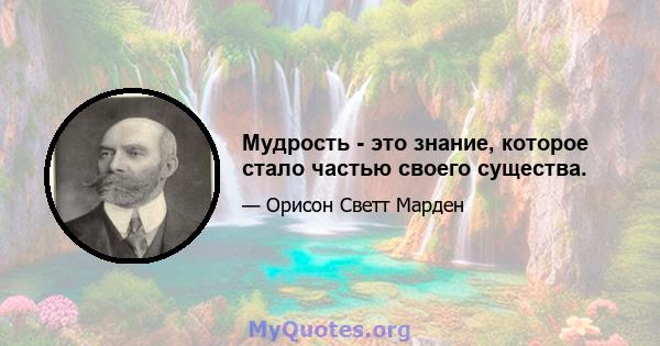 Мудрость - это знание, которое стало частью своего существа.