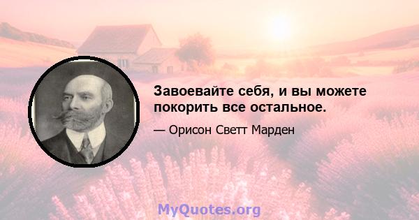 Завоевайте себя, и вы можете покорить все остальное.