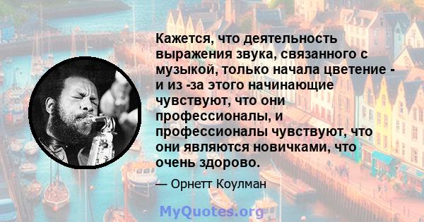 Кажется, что деятельность выражения звука, связанного с музыкой, только начала цветение - и из -за этого начинающие чувствуют, что они профессионалы, и профессионалы чувствуют, что они являются новичками, что очень