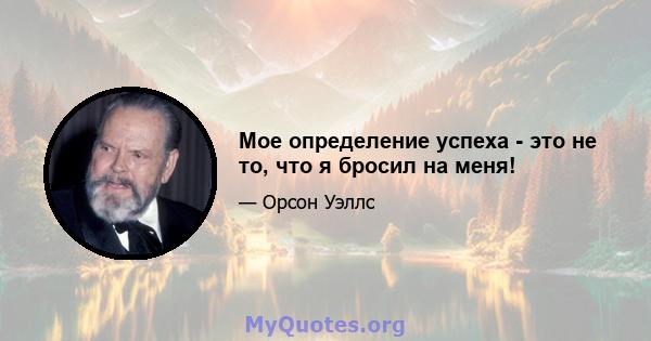 Мое определение успеха - это не то, что я бросил на меня!