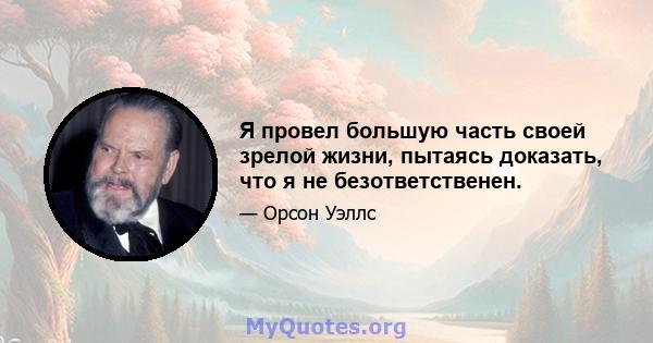 Я провел большую часть своей зрелой жизни, пытаясь доказать, что я не безответственен.