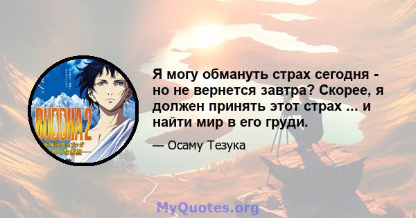 Я могу обмануть страх сегодня - но не вернется завтра? Скорее, я должен принять этот страх ... и найти мир в его груди.