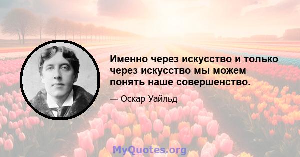 Именно через искусство и только через искусство мы можем понять наше совершенство.