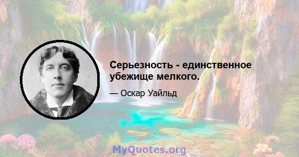 Серьезность - единственное убежище мелкого.