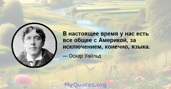 В настоящее время у нас есть все общее с Америкой, за исключением, конечно, языка.