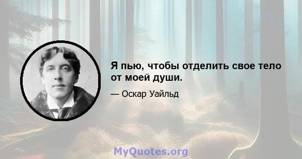 Я пью, чтобы отделить свое тело от моей души.