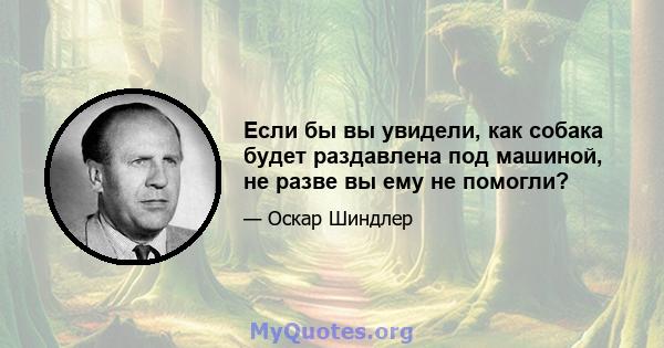 Если бы вы увидели, как собака будет раздавлена ​​под машиной, не разве вы ему не помогли?