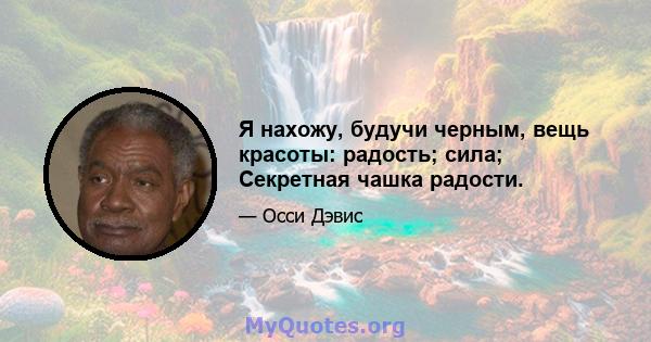 Я нахожу, будучи черным, вещь красоты: радость; сила; Секретная чашка радости.