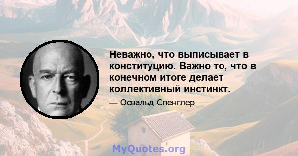 Неважно, что выписывает в конституцию. Важно то, что в конечном итоге делает коллективный инстинкт.