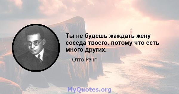 Ты не будешь жаждать жену соседа твоего, потому что есть много других.