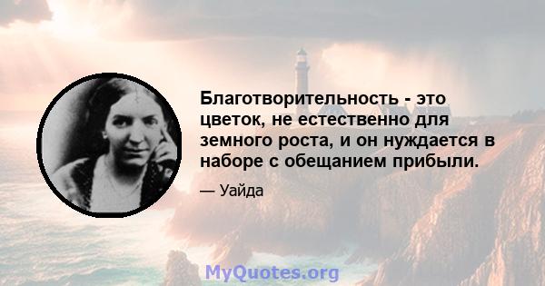 Благотворительность - это цветок, не естественно для земного роста, и он нуждается в наборе с обещанием прибыли.