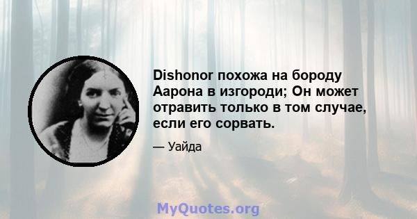 Dishonor похожа на бороду Аарона в изгороди; Он может отравить только в том случае, если его сорвать.