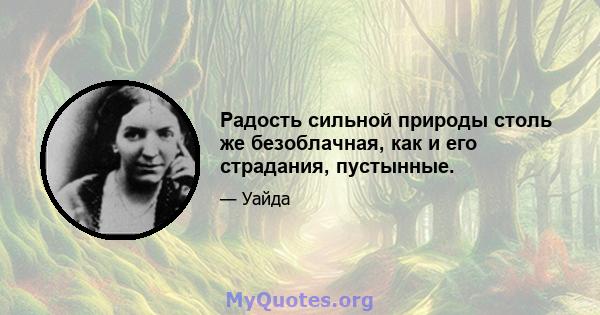 Радость сильной природы столь же безоблачная, как и его страдания, пустынные.