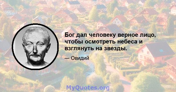 Бог дал человеку верное лицо, чтобы осмотреть небеса и взглянуть на звезды.