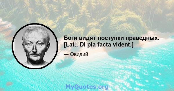 Боги видят поступки праведных. [Lat., Di pia facta vident.]