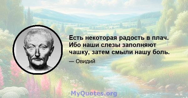 Есть некоторая радость в плач. Ибо наши слезы заполняют чашку, затем смыли нашу боль.