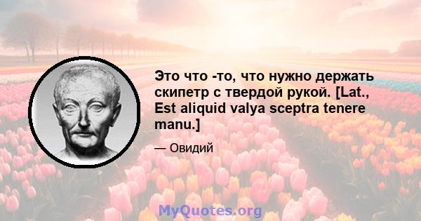 Это что -то, что нужно держать скипетр с твердой рукой. [Lat., Est aliquid valya sceptra tenere manu.]