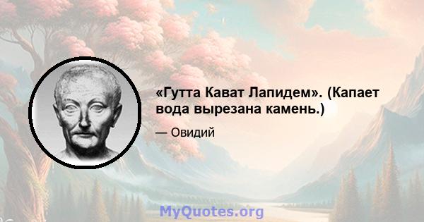 «Гутта Кават Лапидем». (Капает вода вырезана камень.)