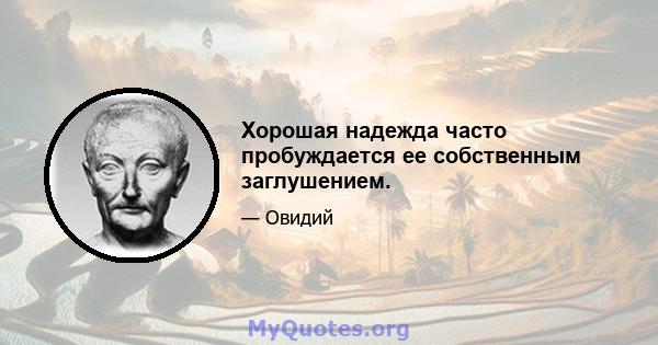 Хорошая надежда часто пробуждается ее собственным заглушением.