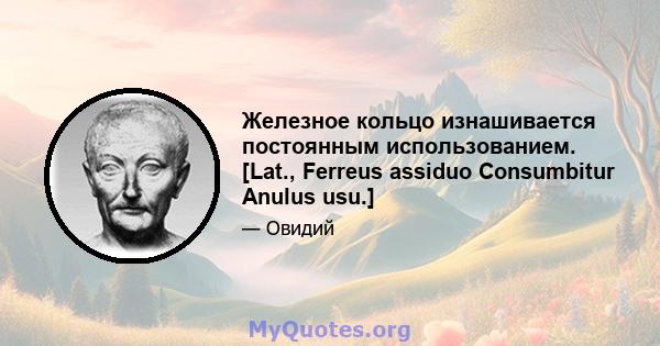 Железное кольцо изнашивается постоянным использованием. [Lat., Ferreus assiduo Consumbitur Anulus usu.]