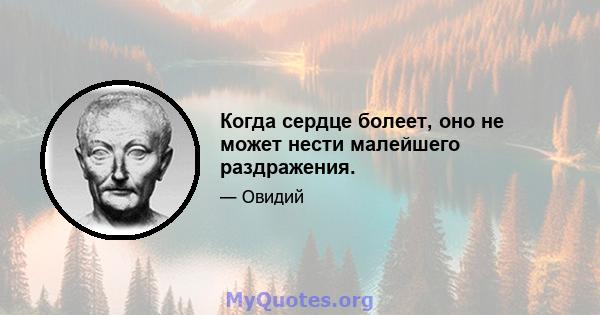 Когда сердце болеет, оно не может нести малейшего раздражения.