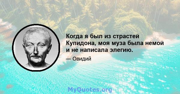 Когда я был из страстей Купидона, моя муза была немой и не написала элегию.