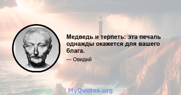 Медведь и терпеть: эта печаль однажды окажется для вашего блага.