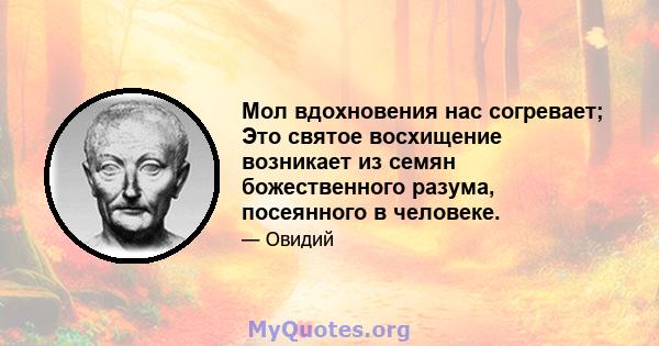 Мол вдохновения нас согревает; Это святое восхищение возникает из семян божественного разума, посеянного в человеке.