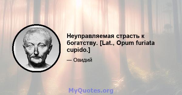 Неуправляемая страсть к богатству. [Lat., Opum furiata cupido.]