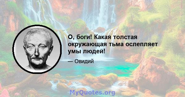 О, боги! Какая толстая окружающая тьма ослепляет умы людей!