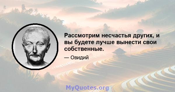 Рассмотрим несчастья других, и вы будете лучше вынести свои собственные.