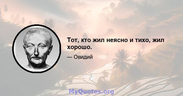 Тот, кто жил неясно и тихо, жил хорошо.