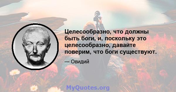 Целесообразно, что должны быть боги, и, поскольку это целесообразно, давайте поверим, что боги существуют.