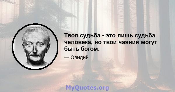 Твоя судьба - это лишь судьба человека, но твои чаяния могут быть богом.