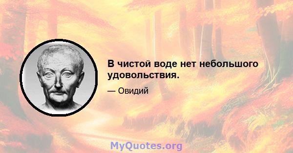 В чистой воде нет небольшого удовольствия.