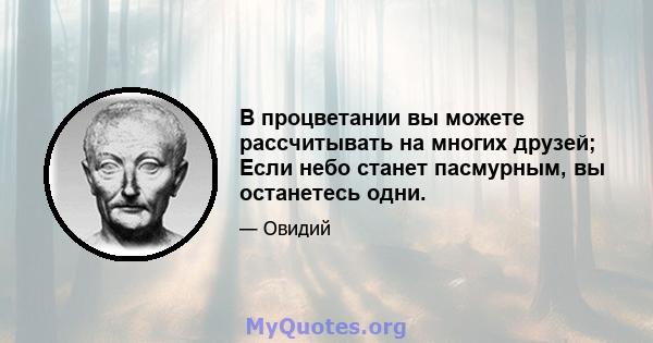 В процветании вы можете рассчитывать на многих друзей; Если небо станет пасмурным, вы останетесь одни.