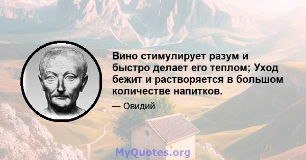 Вино стимулирует разум и быстро делает его теплом; Уход бежит и растворяется в большом количестве напитков.