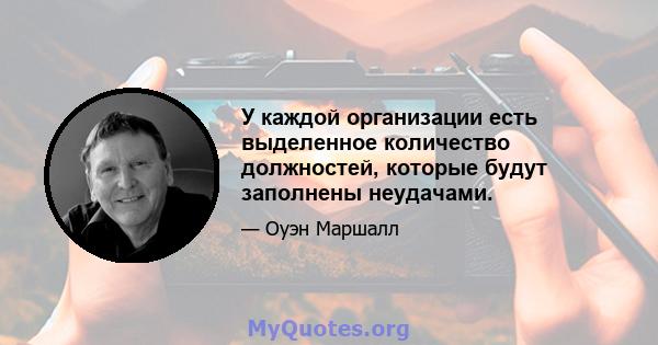 У каждой организации есть выделенное количество должностей, которые будут заполнены неудачами.