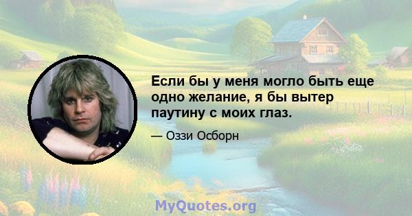 Если бы у меня могло быть еще одно желание, я бы вытер паутину с моих глаз.