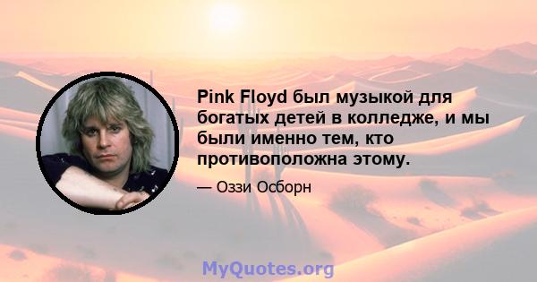 Pink Floyd был музыкой для богатых детей в колледже, и мы были именно тем, кто противоположна этому.